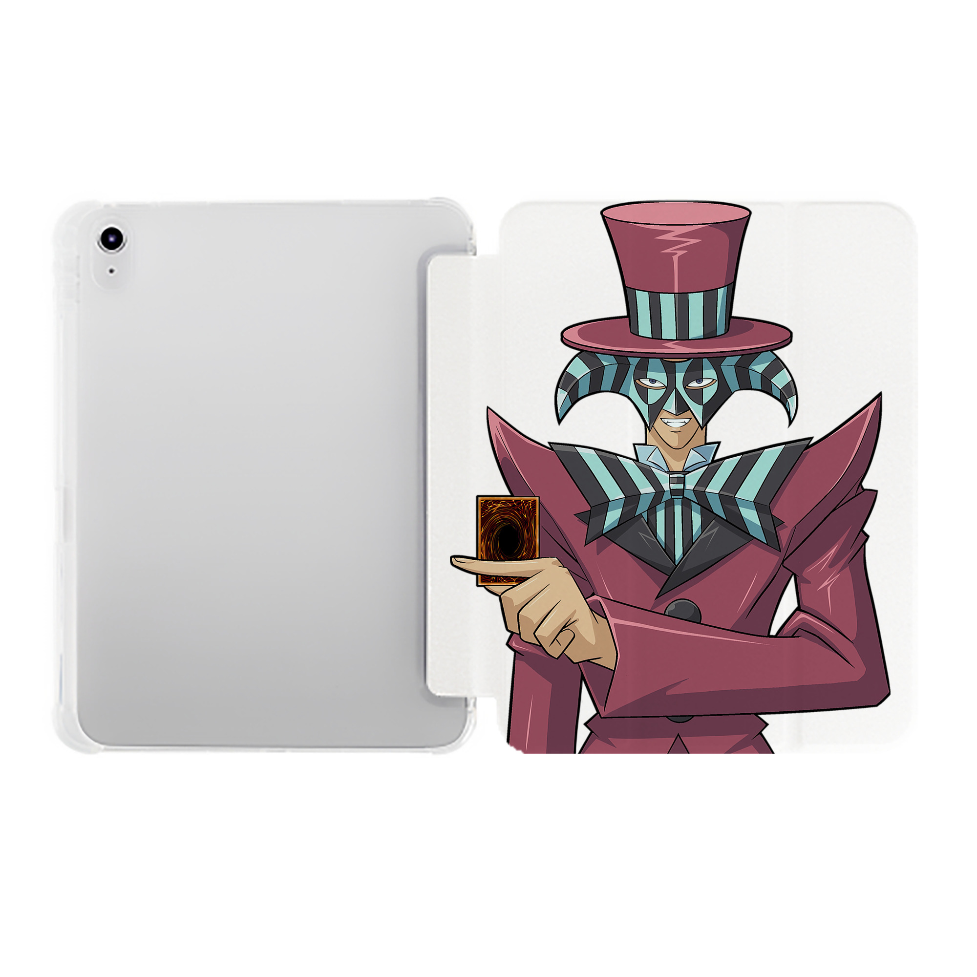 （画像用） 遊☆戯☆王 Yu-Gi-Oh! IPad ケース ペン収納付き 三つ折りスタンド PUレザー×シリコン 対応機種9.5/10.5/10.9インチ